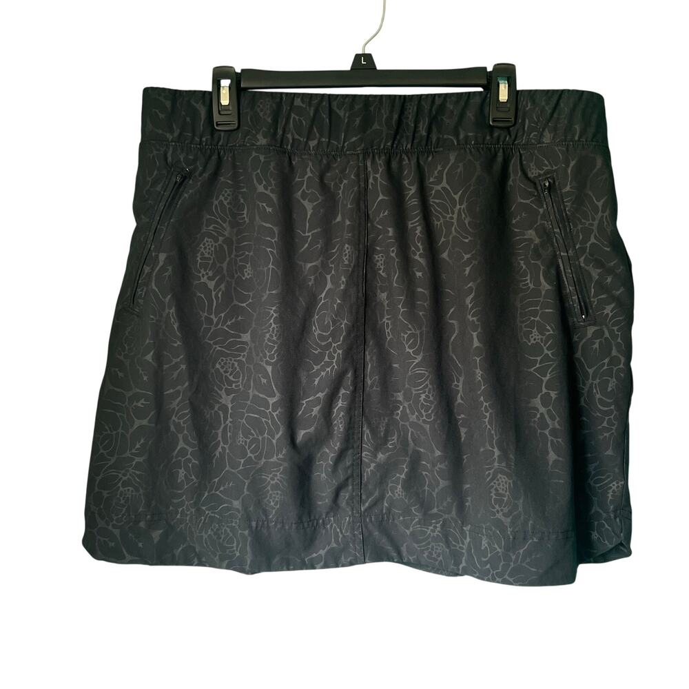 Orvis Black Floral Skort Women XXL Stretch Activewear Golf Tennis Hiking Pull On